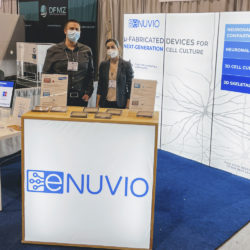 Photo of co-founders Elise Faure and Mark Aurousseau representing eNUVIO at the SLAS2022 conference in Boston