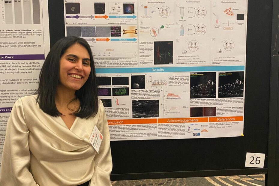 Photo of Maria Castellanos-Montiel at the ALS Canada Research Forum in Toronto in April 2024